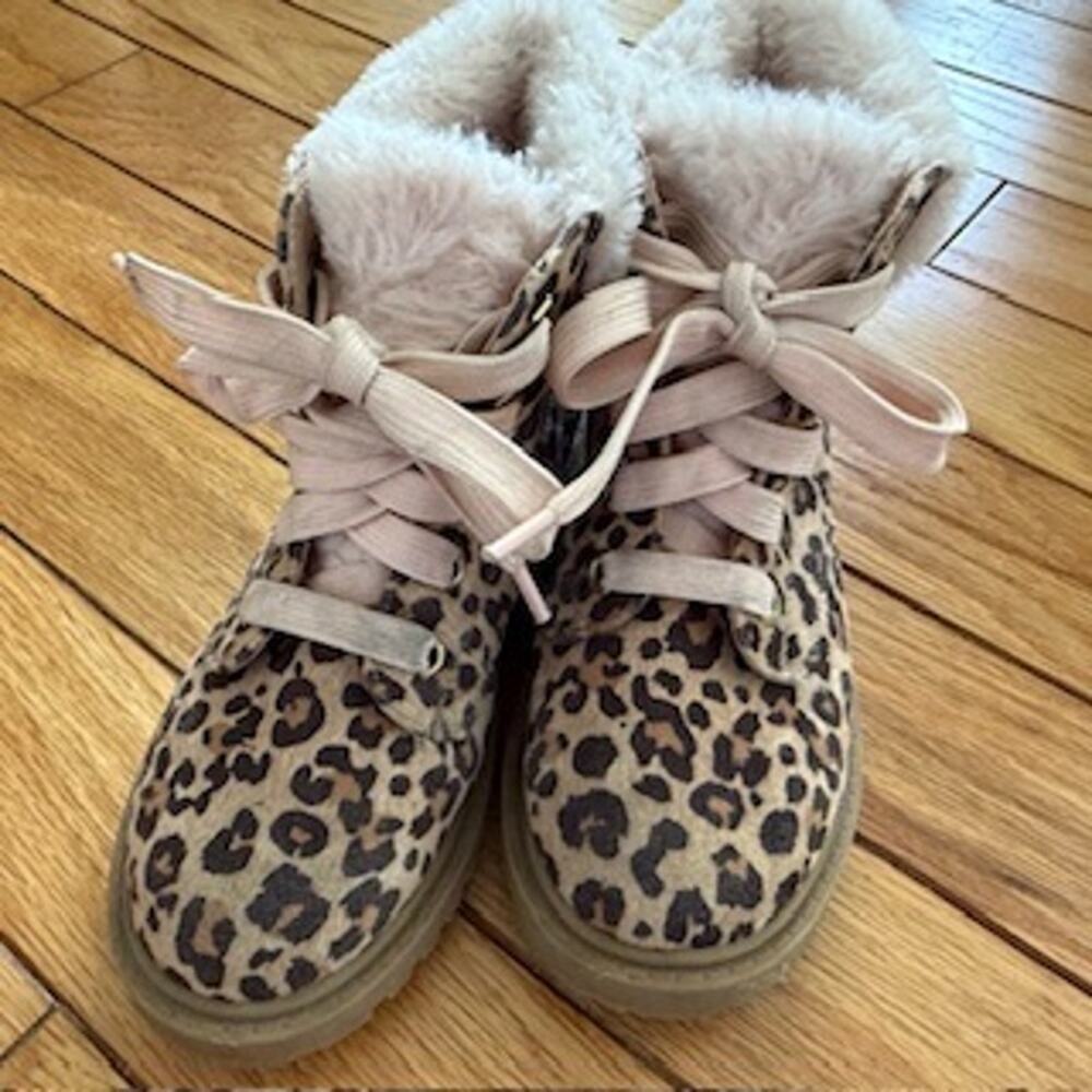 Jellypop Youth Girls Cheetah Animal Print Winter Boots Size 13 Cozy Faux Sherpa